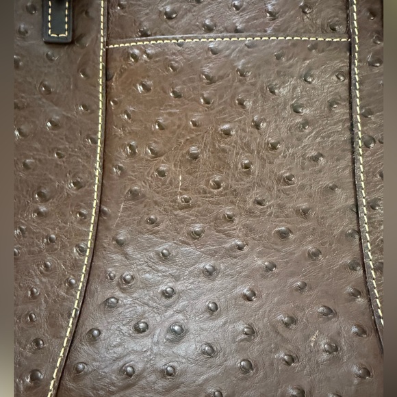 Dooney & Bourke Dark Brown Ostrich Leather Shoulder Bag - Picture 5 of 16